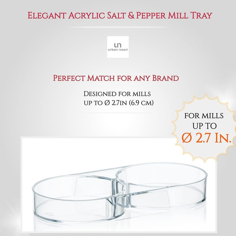 urban noon Salt and Pepper Mill Tray - Acrylic Transparent Mill Rest by - Grinders up to 2.7 inches in diameter - Image 5